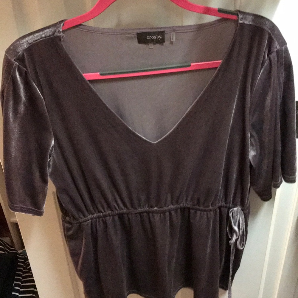 Lilac velvet v neck top size L